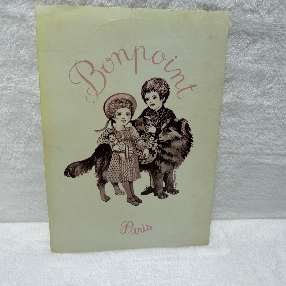 Vintage Bonpoint Paris D. Swildens Illustration Card Children Dog Art Sticker